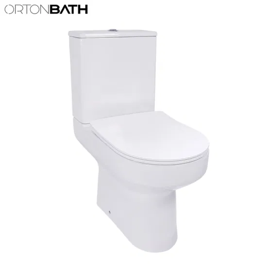 Ortonbath Inodoro de doble descarga, asiento de cierre suave UF, inodoros para baños, inodoro de dos piezas de cerámica ovalada de altura cómoda